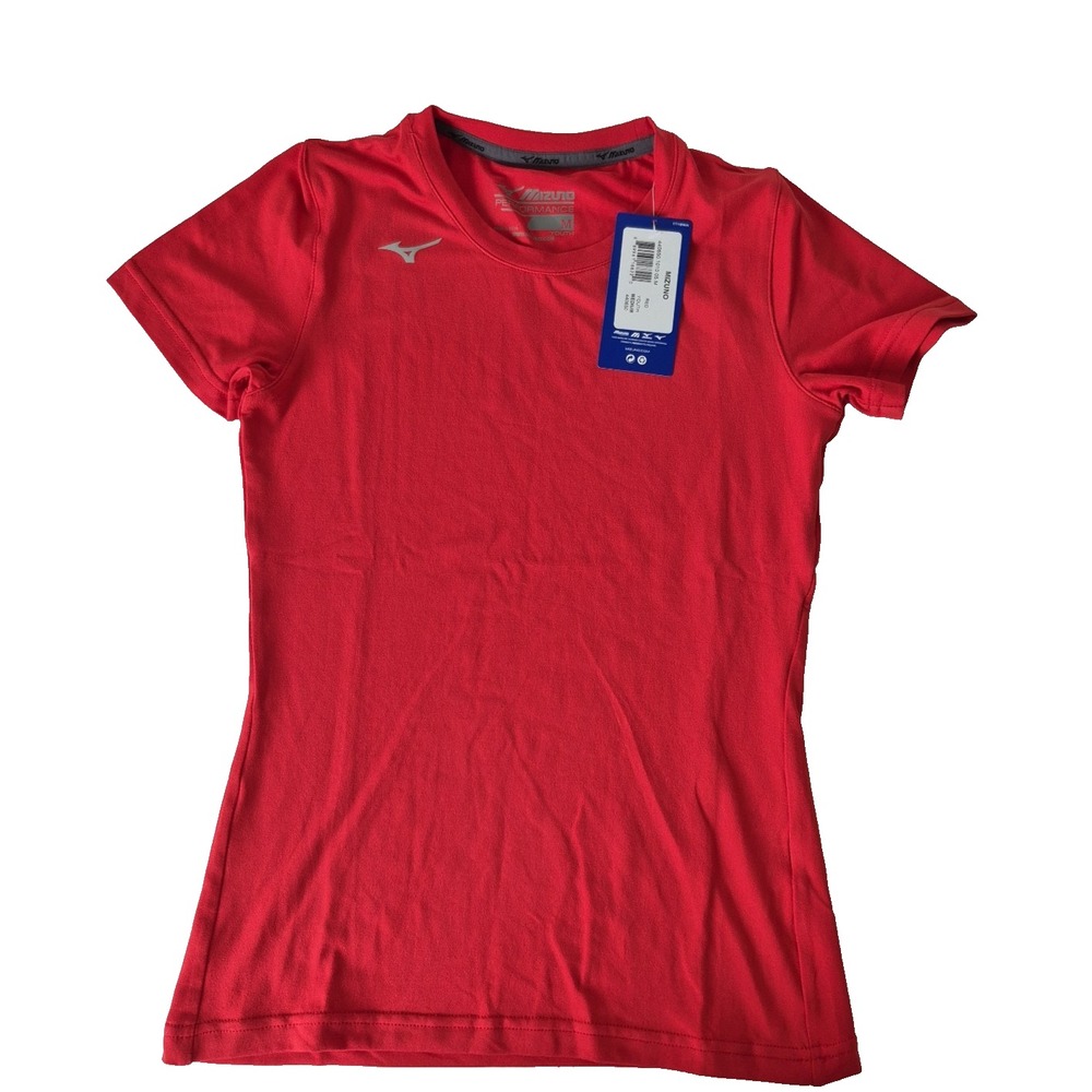 Mizuno Shirt Youth Medium Red Performance Short‎ Sleeve New